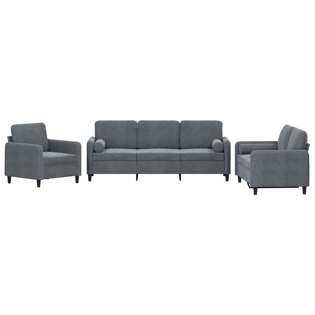 3-delige Loungeset met kussens fluweel donkergrijs is nu te koop bij PeponiXL, paradijselijk wonen!