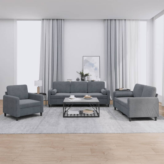 3-delige Loungeset met kussens fluweel donkergrijs is nu te koop bij PeponiXL, paradijselijk wonen!