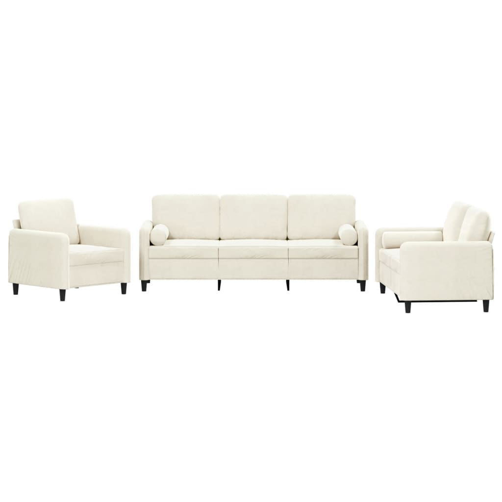 3-delige Loungeset met kussens fluweel crèmekleurig is nu te koop bij PeponiXL, paradijselijk wonen!