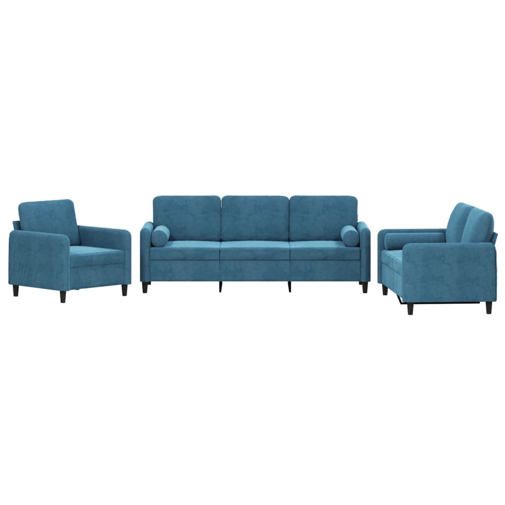 3-delige Loungeset met kussens fluweel blauw is nu te koop bij PeponiXL, paradijselijk wonen!