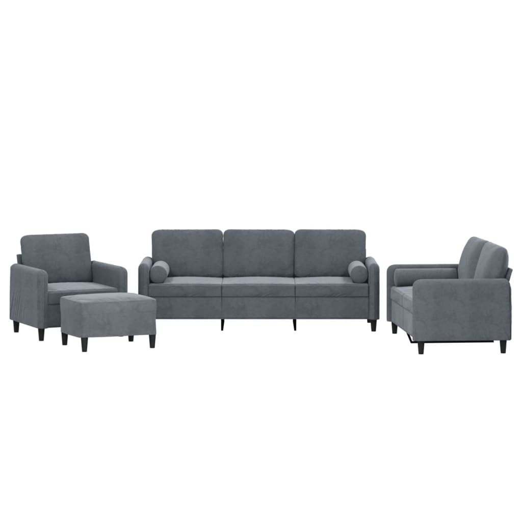 4-delige Loungeset met kussens fluweel donkergrijs is nu te koop bij PeponiXL, paradijselijk wonen!