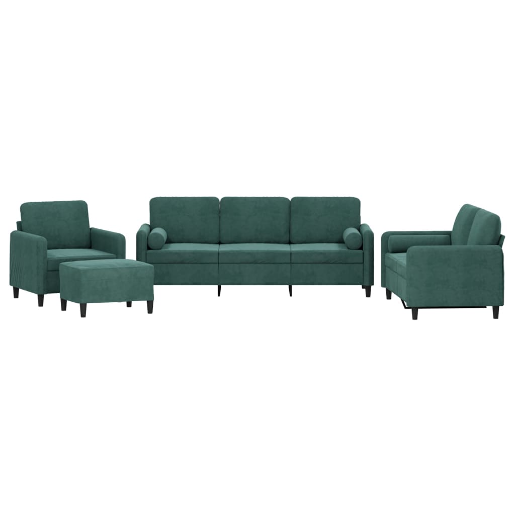 4-delige Loungeset met kussens fluweel donkergroen is nu te koop bij PeponiXL, paradijselijk wonen!