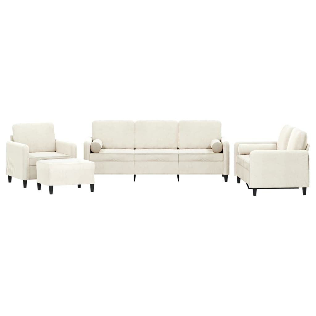 4-delige Loungeset met kussens fluweel crèmekleurig is nu te koop bij PeponiXL, paradijselijk wonen!