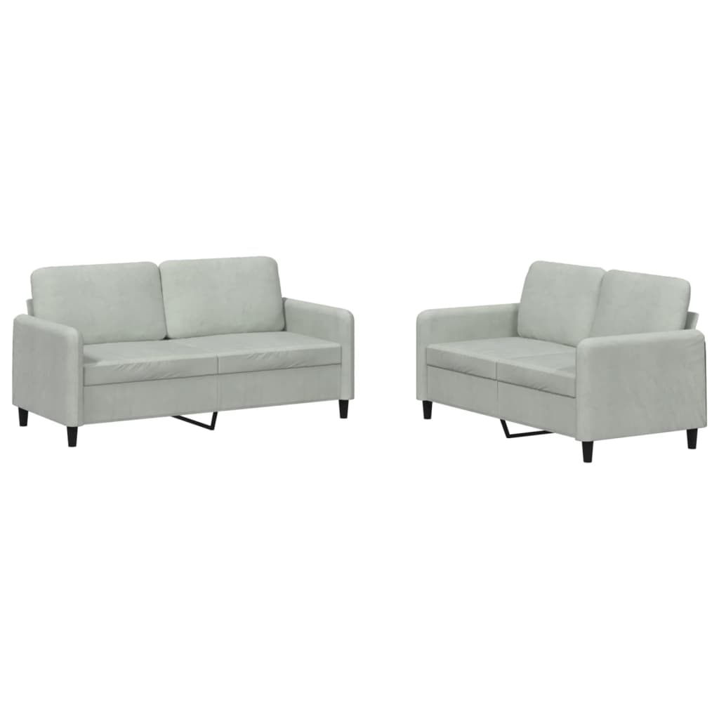 2-delige Loungeset fluweel lichtgrijs is nu te koop bij PeponiXL, paradijselijk wonen!