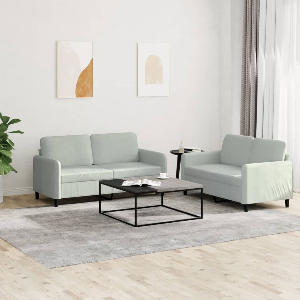 2-delige Loungeset fluweel lichtgrijs is nu te koop bij PeponiXL, paradijselijk wonen!