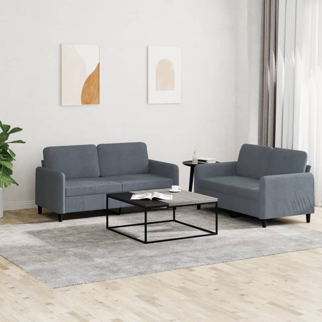 2-delige Loungeset fluweel donkergrijs is nu te koop bij PeponiXL, paradijselijk wonen!