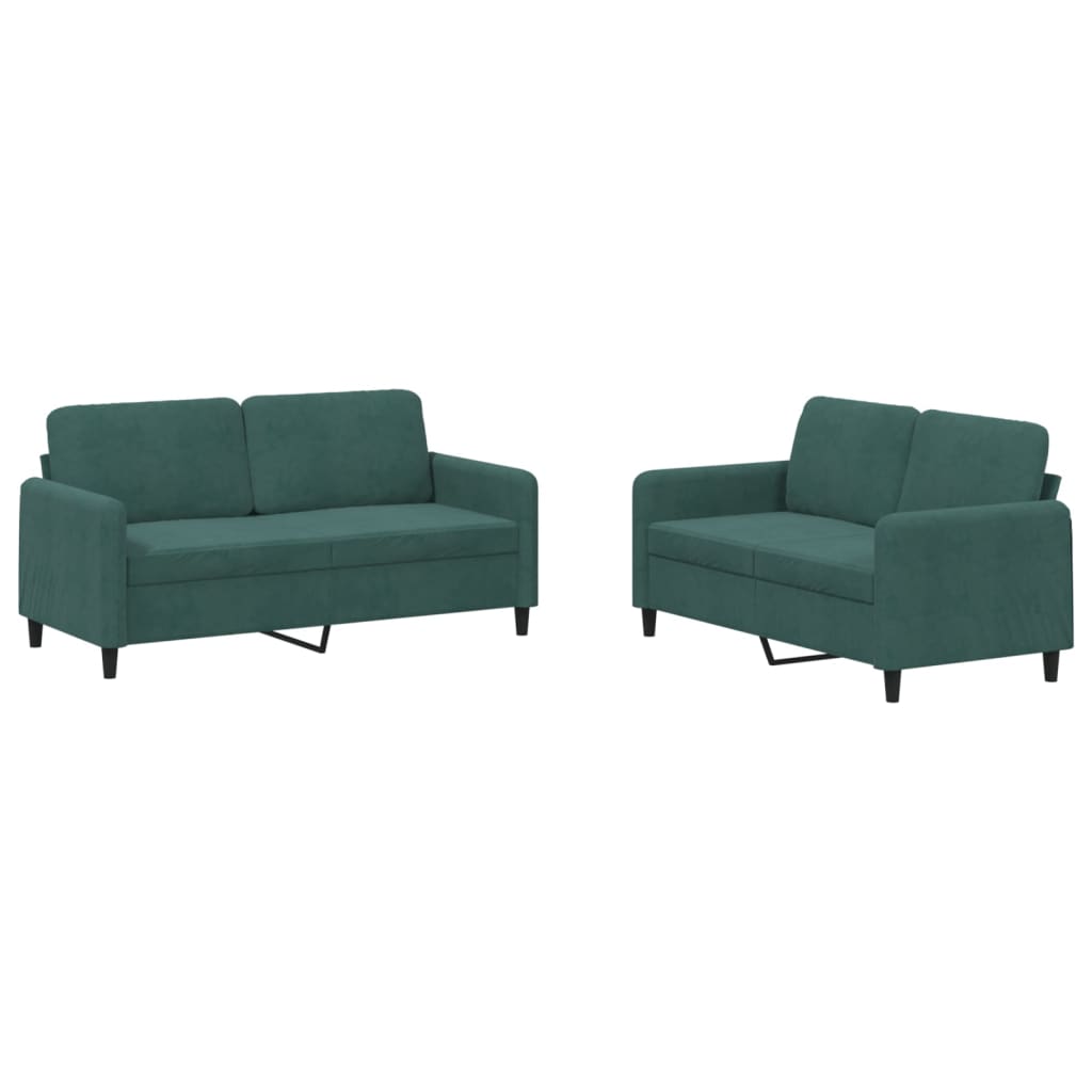 2-delige Loungeset fluweel donkergroen is nu te koop bij PeponiXL, paradijselijk wonen!