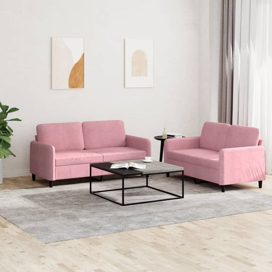 2-delige Loungeset fluweel roze is nu te koop bij PeponiXL, paradijselijk wonen!