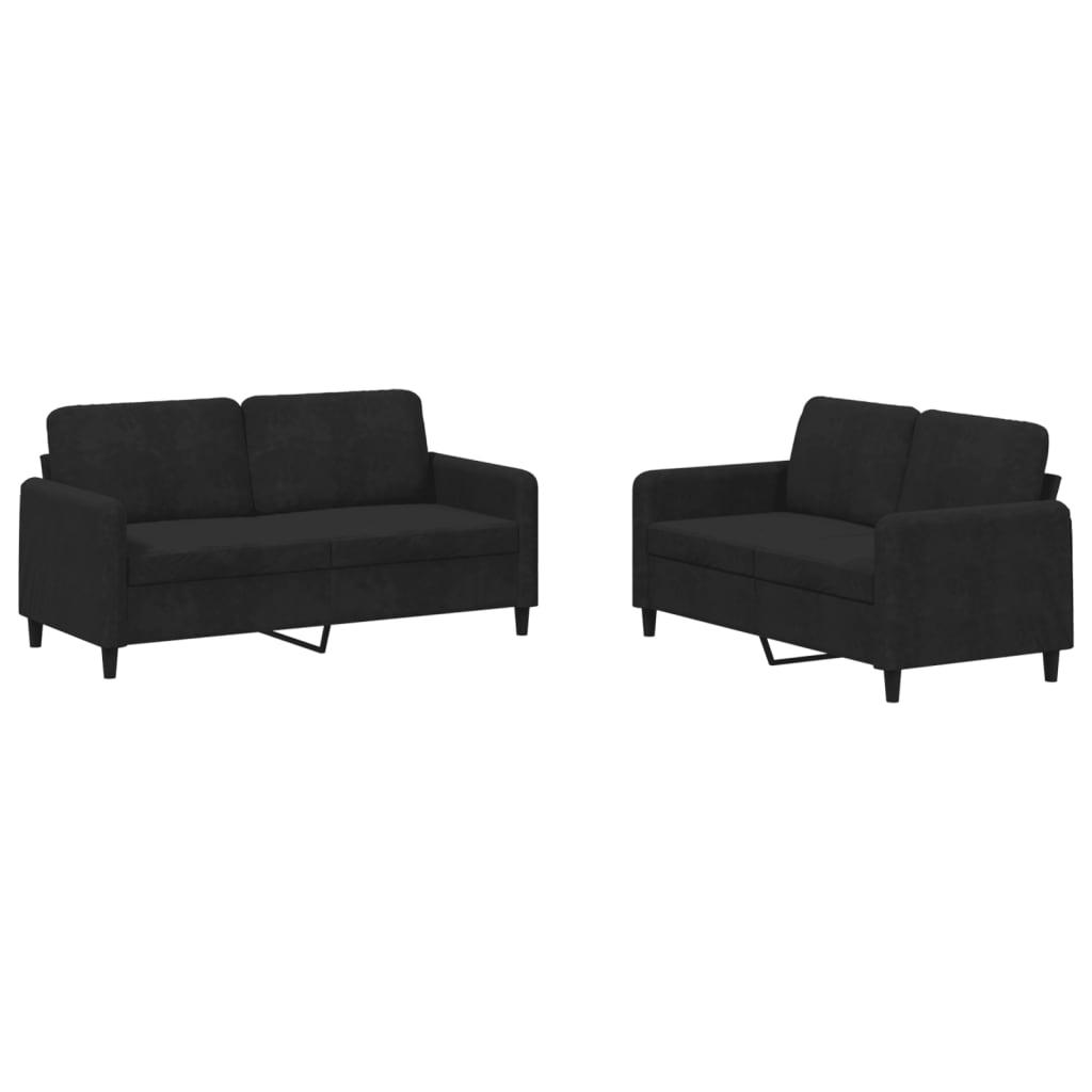 2-delige Loungeset fluweel zwart is nu te koop bij PeponiXL, paradijselijk wonen!