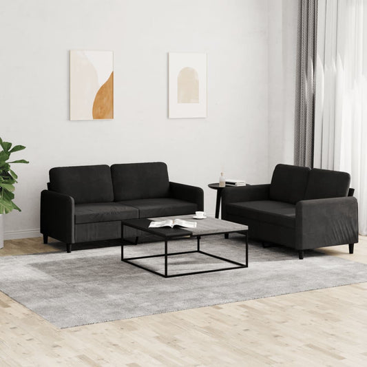 2-delige Loungeset fluweel zwart is nu te koop bij PeponiXL, paradijselijk wonen!