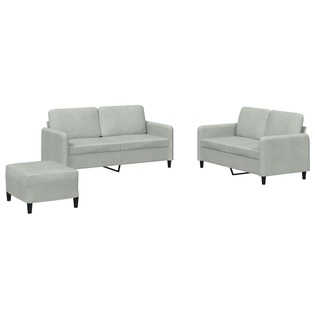 3-delige Loungeset fluweel lichtgrijs is nu te koop bij PeponiXL, paradijselijk wonen!