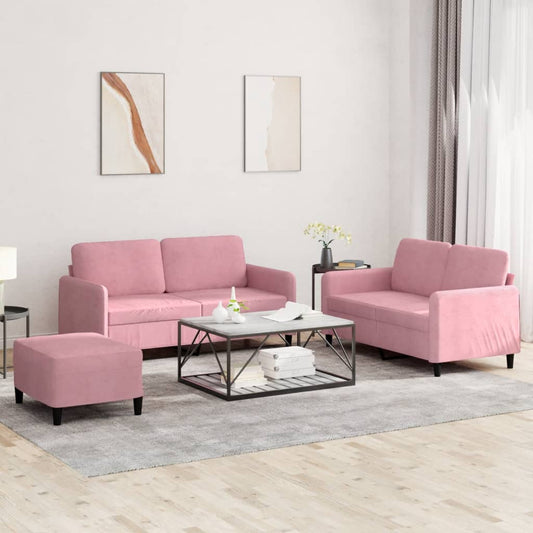 3-delige Loungeset fluweel roze is nu te koop bij PeponiXL, paradijselijk wonen!