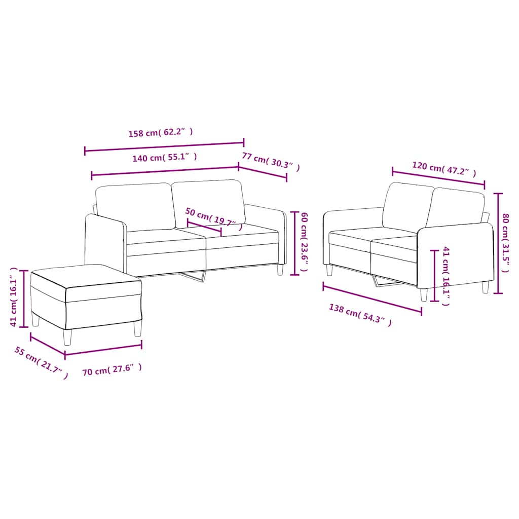 3-delige Loungeset fluweel blauw is nu te koop bij PeponiXL, paradijselijk wonen!