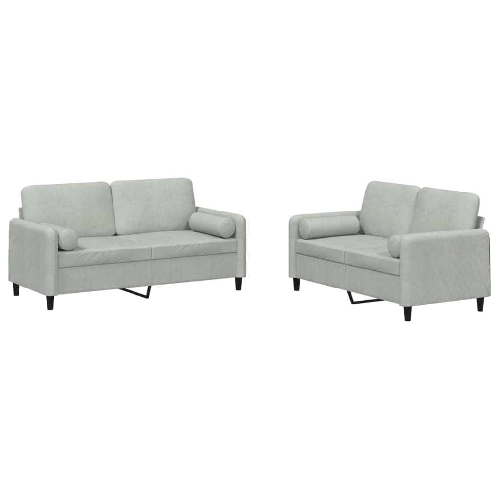2-delige Loungeset met kussens fluweel lichtgrijs is nu te koop bij PeponiXL, paradijselijk wonen!