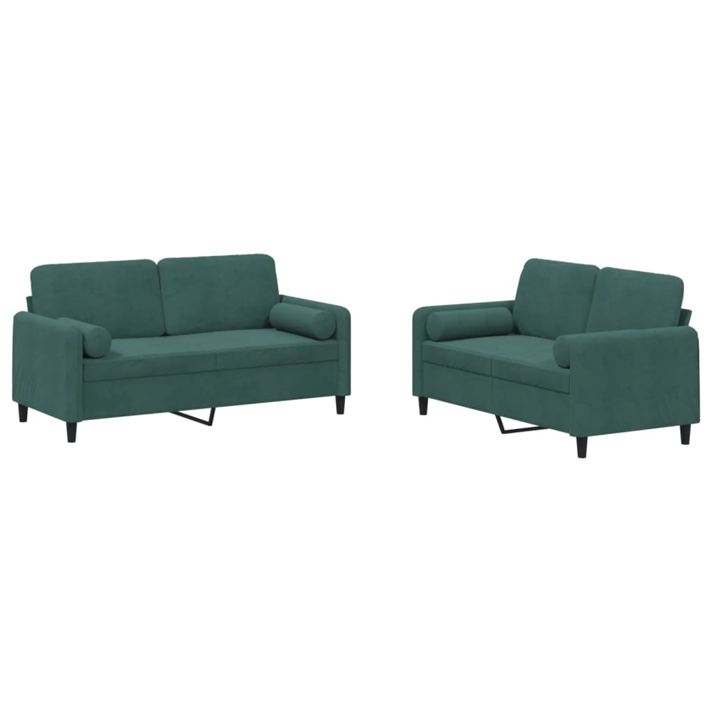 2-delige Loungeset met kussens fluweel donkergroen is nu te koop bij PeponiXL, paradijselijk wonen!