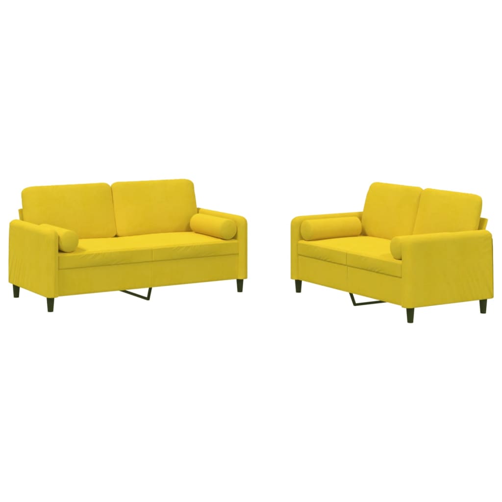 2-delige Loungeset met kussens fluweel geel is nu te koop bij PeponiXL, paradijselijk wonen!