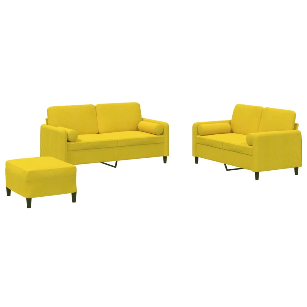 3-delige Loungeset met kussens fluweel geel is nu te koop bij PeponiXL, paradijselijk wonen!