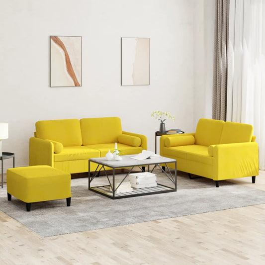 3-delige Loungeset met kussens fluweel geel is nu te koop bij PeponiXL, paradijselijk wonen!