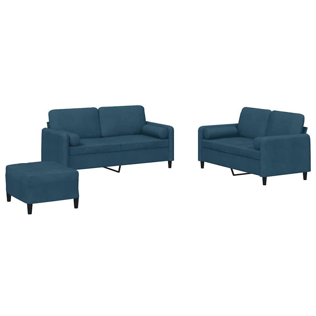 3-delige Loungeset met kussens fluweel blauw is nu te koop bij PeponiXL, paradijselijk wonen!