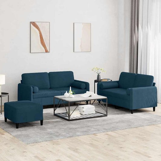 3-delige Loungeset met kussens fluweel blauw is nu te koop bij PeponiXL, paradijselijk wonen!