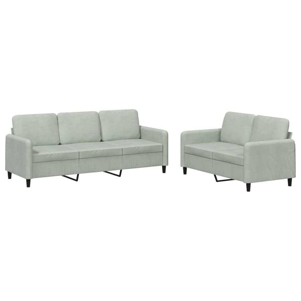 2-delige Loungeset fluweel lichtgrijs is nu te koop bij PeponiXL, paradijselijk wonen!