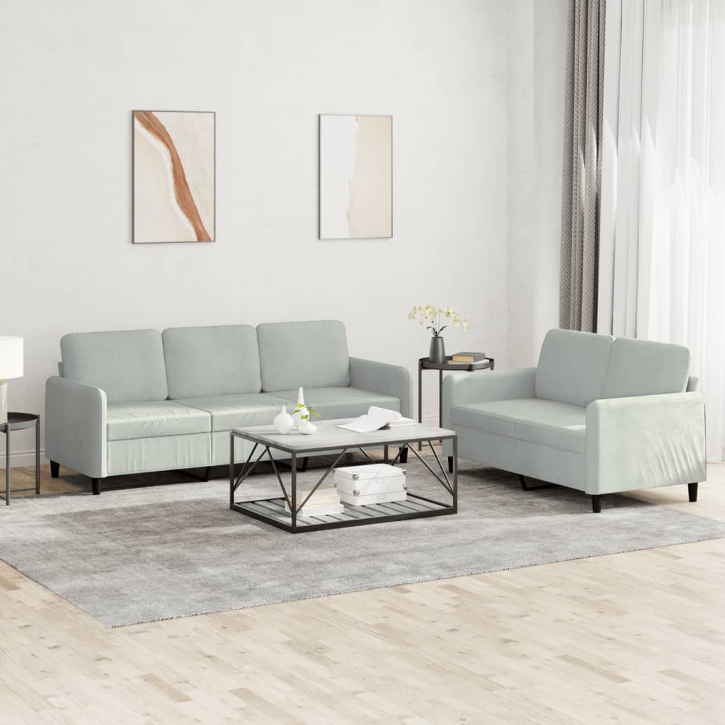 2-delige Loungeset fluweel lichtgrijs is nu te koop bij PeponiXL, paradijselijk wonen!