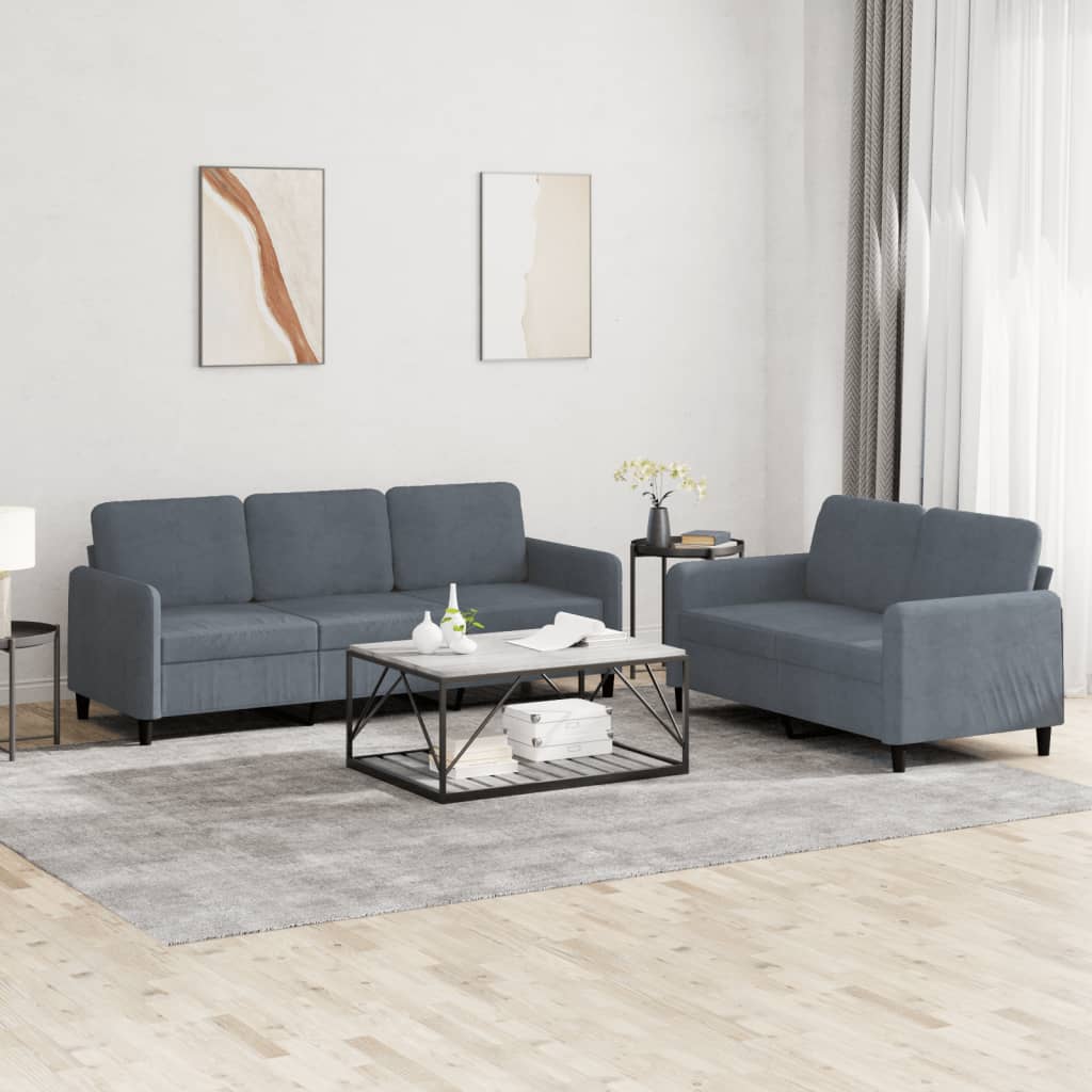 2-delige Loungeset fluweel donkergrijs is nu te koop bij PeponiXL, paradijselijk wonen!