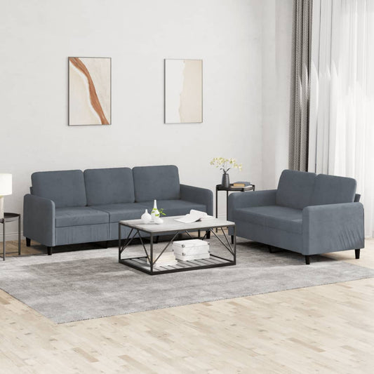 2-delige Loungeset fluweel donkergrijs is nu te koop bij PeponiXL, paradijselijk wonen!