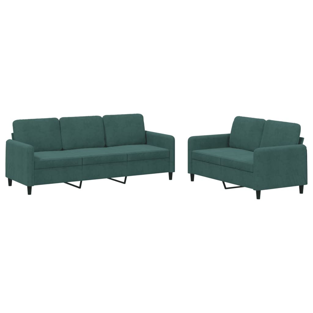 2-delige Loungeset fluweel donkergroen is nu te koop bij PeponiXL, paradijselijk wonen!