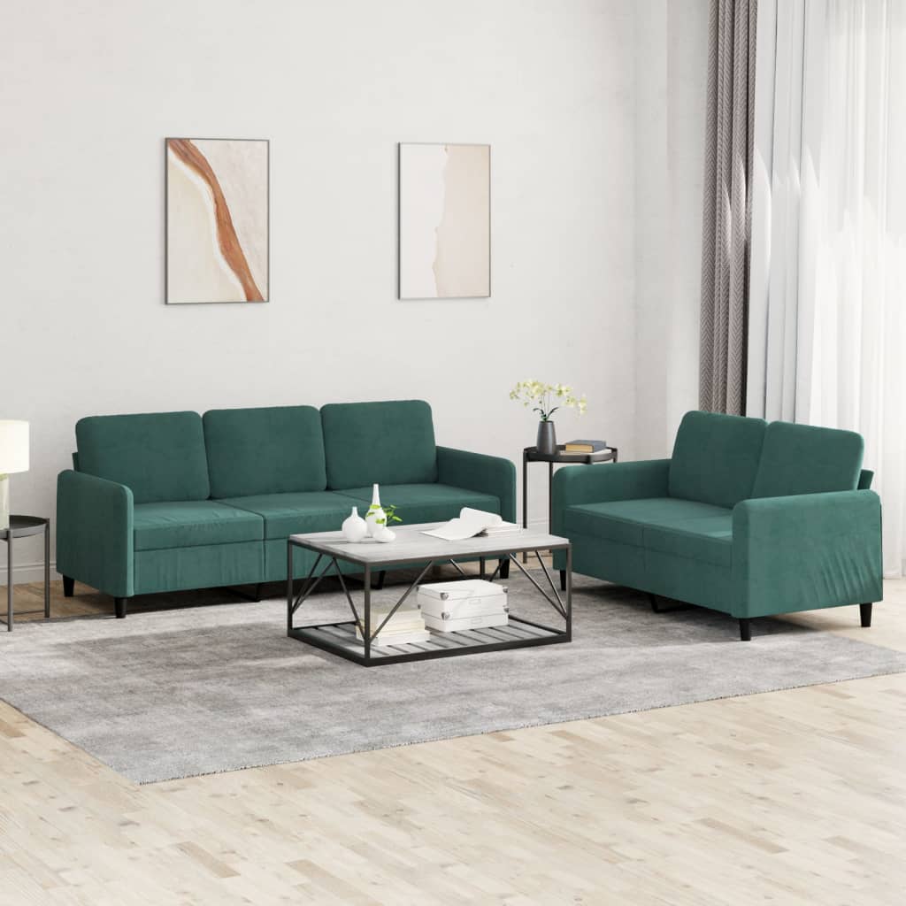 2-delige Loungeset fluweel donkergroen is nu te koop bij PeponiXL, paradijselijk wonen!