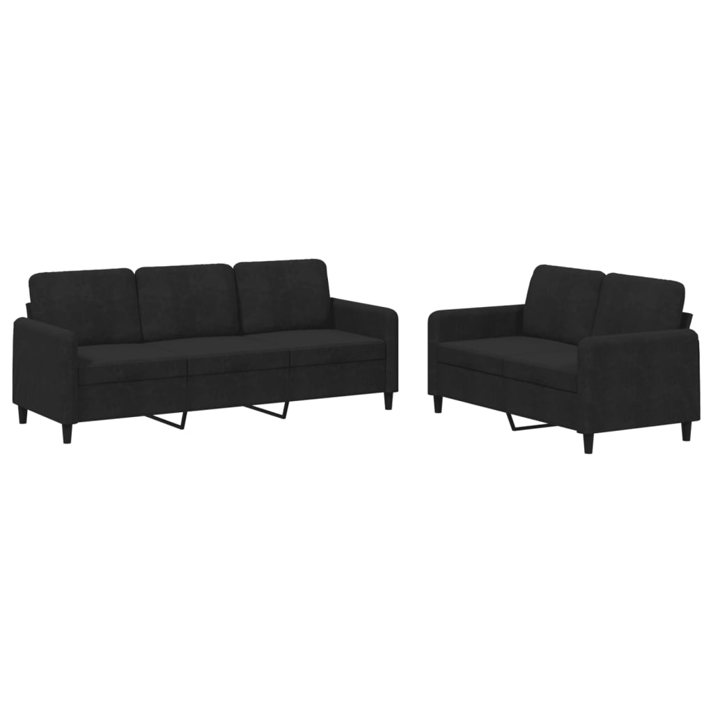 2-delige Loungeset fluweel zwart is nu te koop bij PeponiXL, paradijselijk wonen!