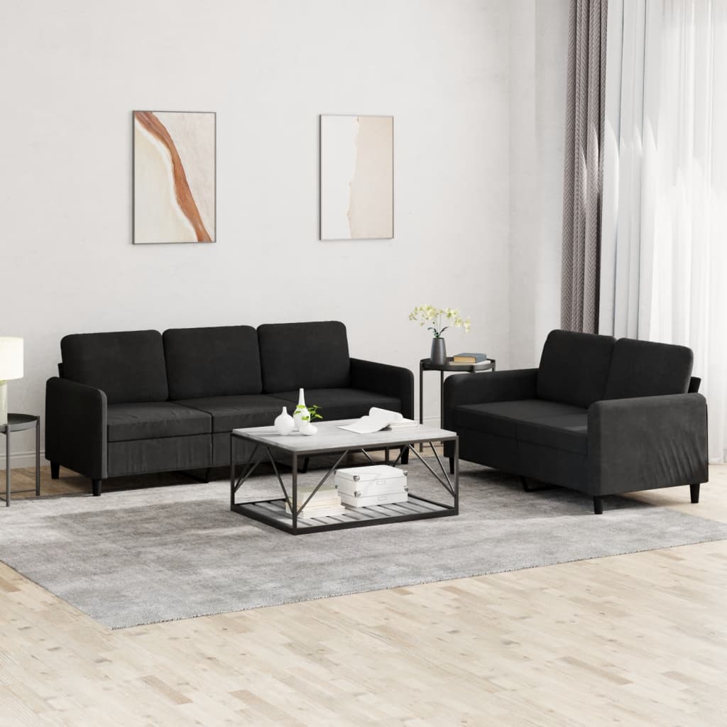2-delige Loungeset fluweel zwart is nu te koop bij PeponiXL, paradijselijk wonen!