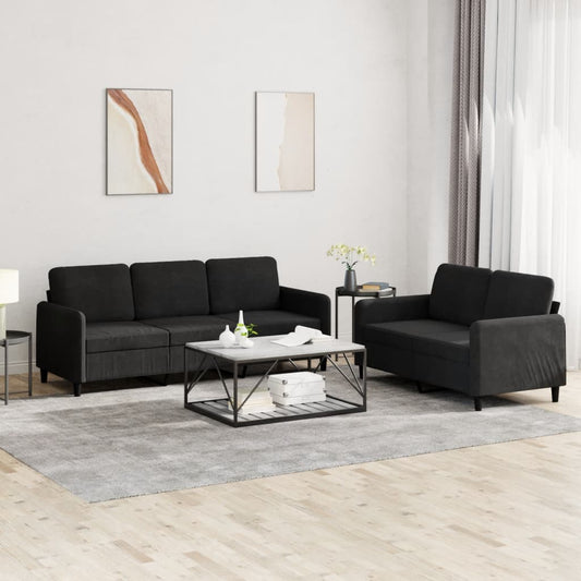 2-delige Loungeset fluweel zwart is nu te koop bij PeponiXL, paradijselijk wonen!