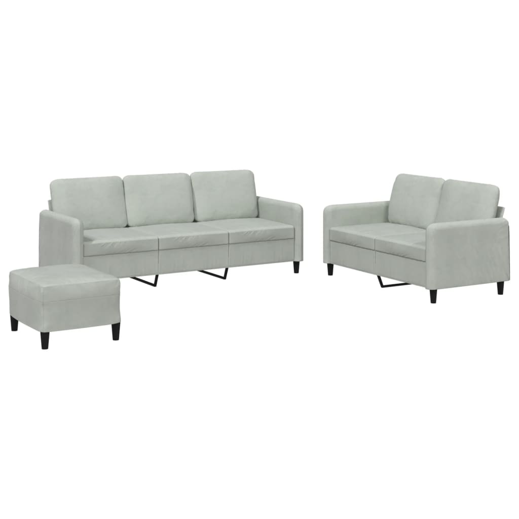 3-delige Loungeset fluweel lichtgrijs is nu te koop bij PeponiXL, paradijselijk wonen!