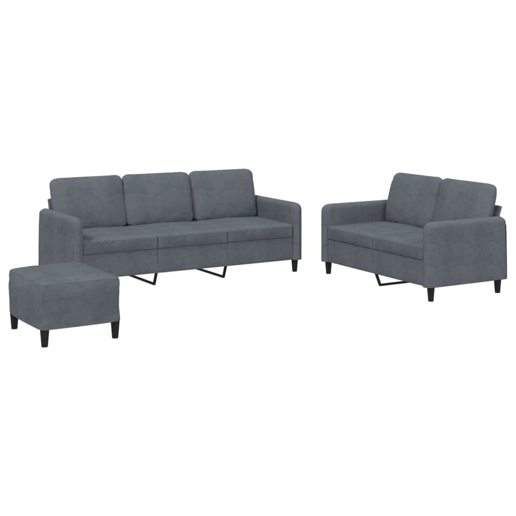 3-delige Loungeset fluweel donkergrijs is nu te koop bij PeponiXL, paradijselijk wonen!