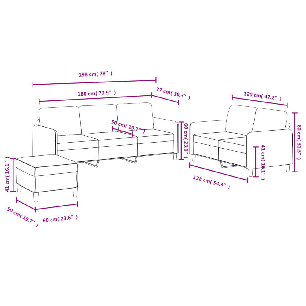 3-delige Loungeset fluweel donkergrijs is nu te koop bij PeponiXL, paradijselijk wonen!