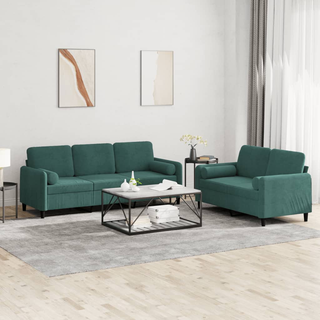 2-delige Loungeset met kussens fluweel donkergroen is nu te koop bij PeponiXL, paradijselijk wonen!