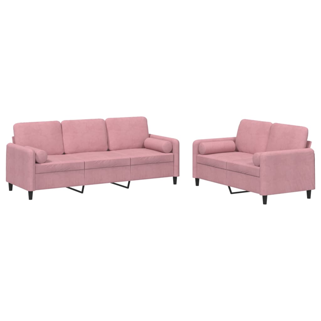 2-delige Loungeset met kussens fluweel roze is nu te koop bij PeponiXL, paradijselijk wonen!