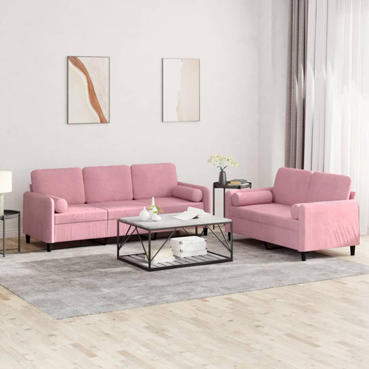 2-delige Loungeset met kussens fluweel roze is nu te koop bij PeponiXL, paradijselijk wonen!