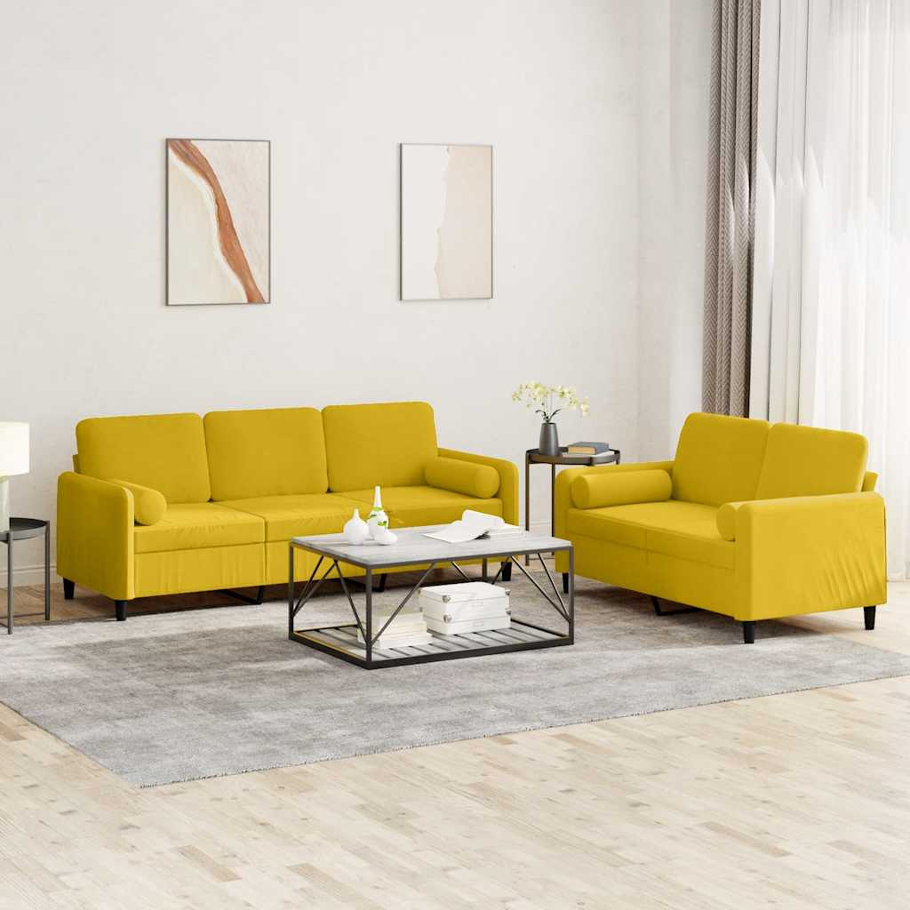2-delige Loungeset met kussens fluweel geel is nu te koop bij PeponiXL, paradijselijk wonen!