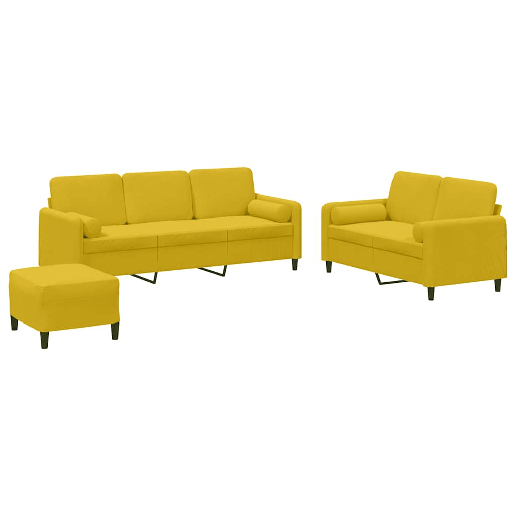 3-delige Loungeset met kussens fluweel geel is nu te koop bij PeponiXL, paradijselijk wonen!