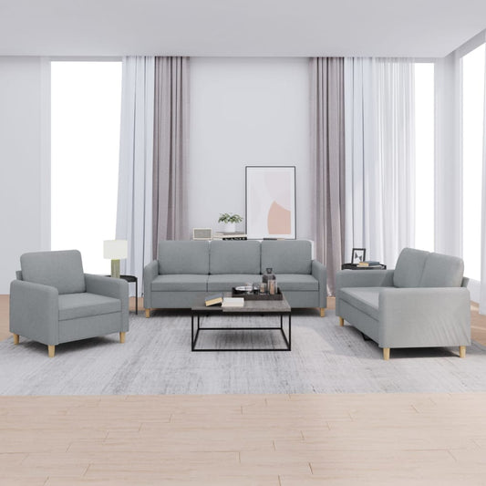 3-delige Loungeset met kussens stof lichtgrijs is nu te koop bij PeponiXL, paradijselijk wonen!