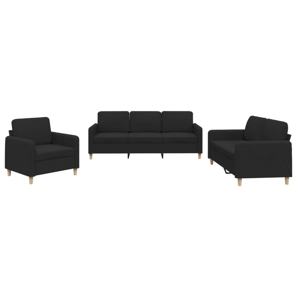 3-delige loungeset met kussens stof zwart is nu te koop bij PeponiXL, paradijselijk wonen!