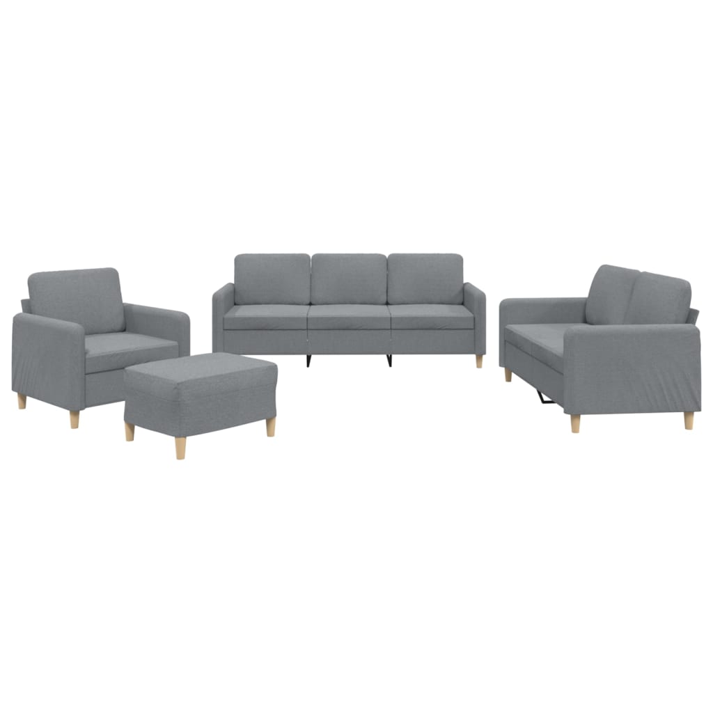 4-delige Loungeset met kussens stof lichtgrijs is nu te koop bij PeponiXL, paradijselijk wonen!