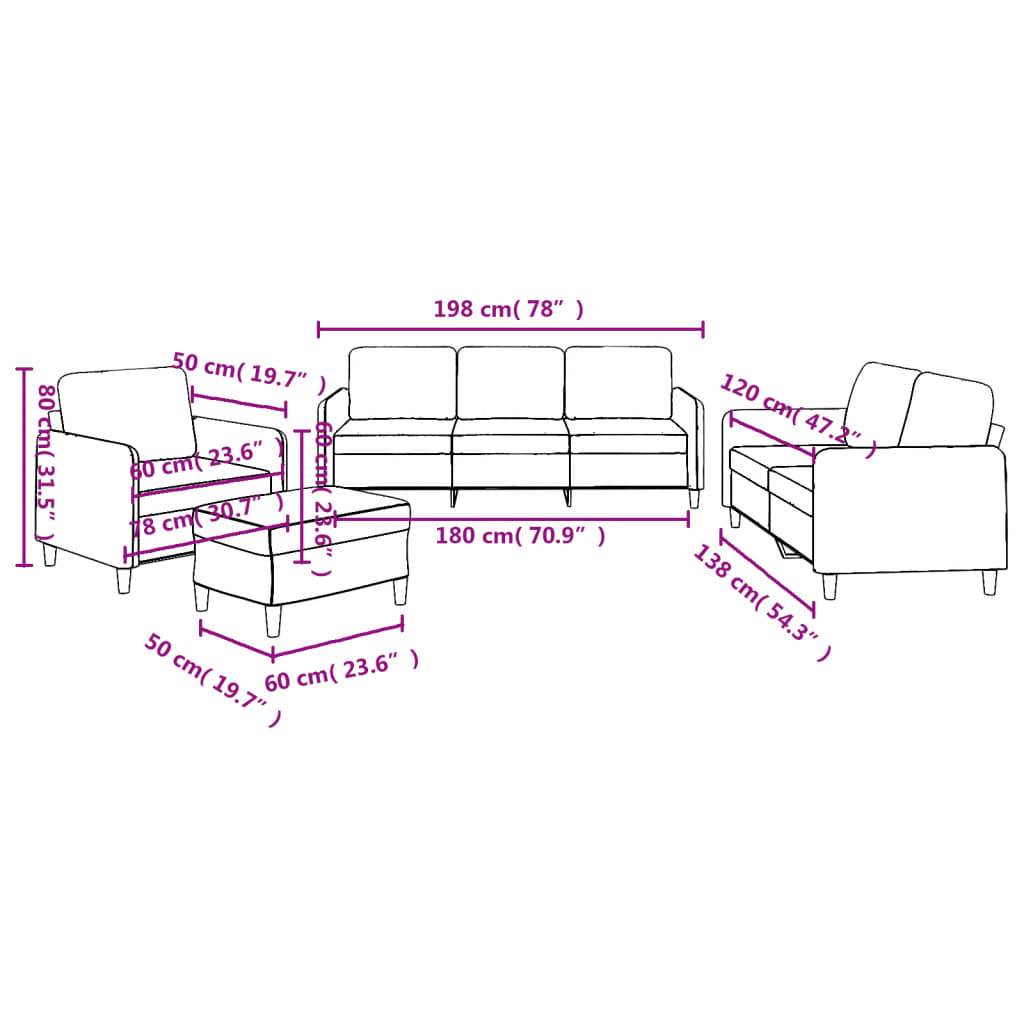 4-delige Loungeset met kussens stof lichtgrijs is nu te koop bij PeponiXL, paradijselijk wonen!