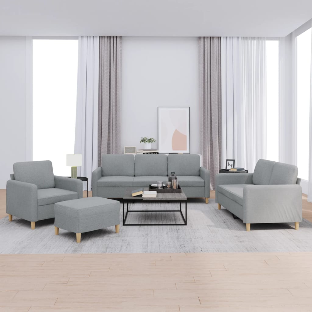 4-delige Loungeset met kussens stof lichtgrijs is nu te koop bij PeponiXL, paradijselijk wonen!