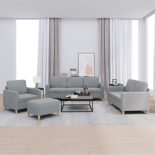 4-delige Loungeset met kussens stof lichtgrijs is nu te koop bij PeponiXL, paradijselijk wonen!