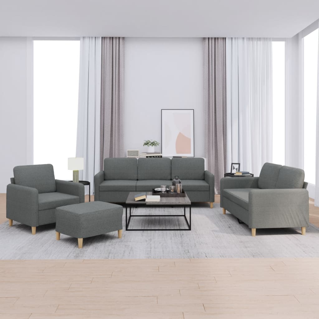 4-delige Loungeset met kussens stof donkergrijs is nu te koop bij PeponiXL, paradijselijk wonen!