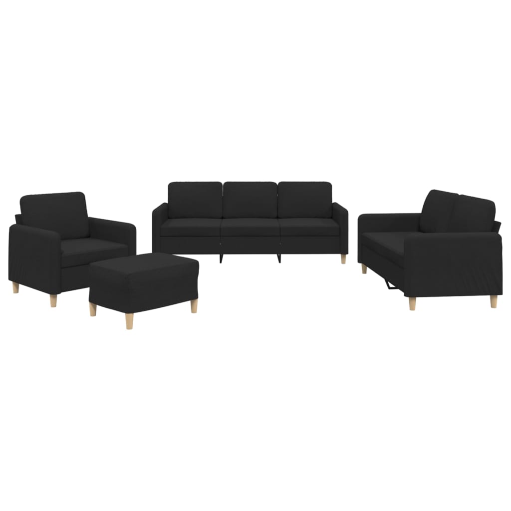 4-delige loungeset met kussens stof zwart is nu te koop bij PeponiXL, paradijselijk wonen!