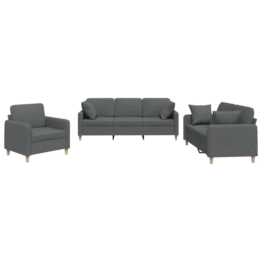 3-delige Loungeset met kussens stof donkergrijs is nu te koop bij PeponiXL, paradijselijk wonen!